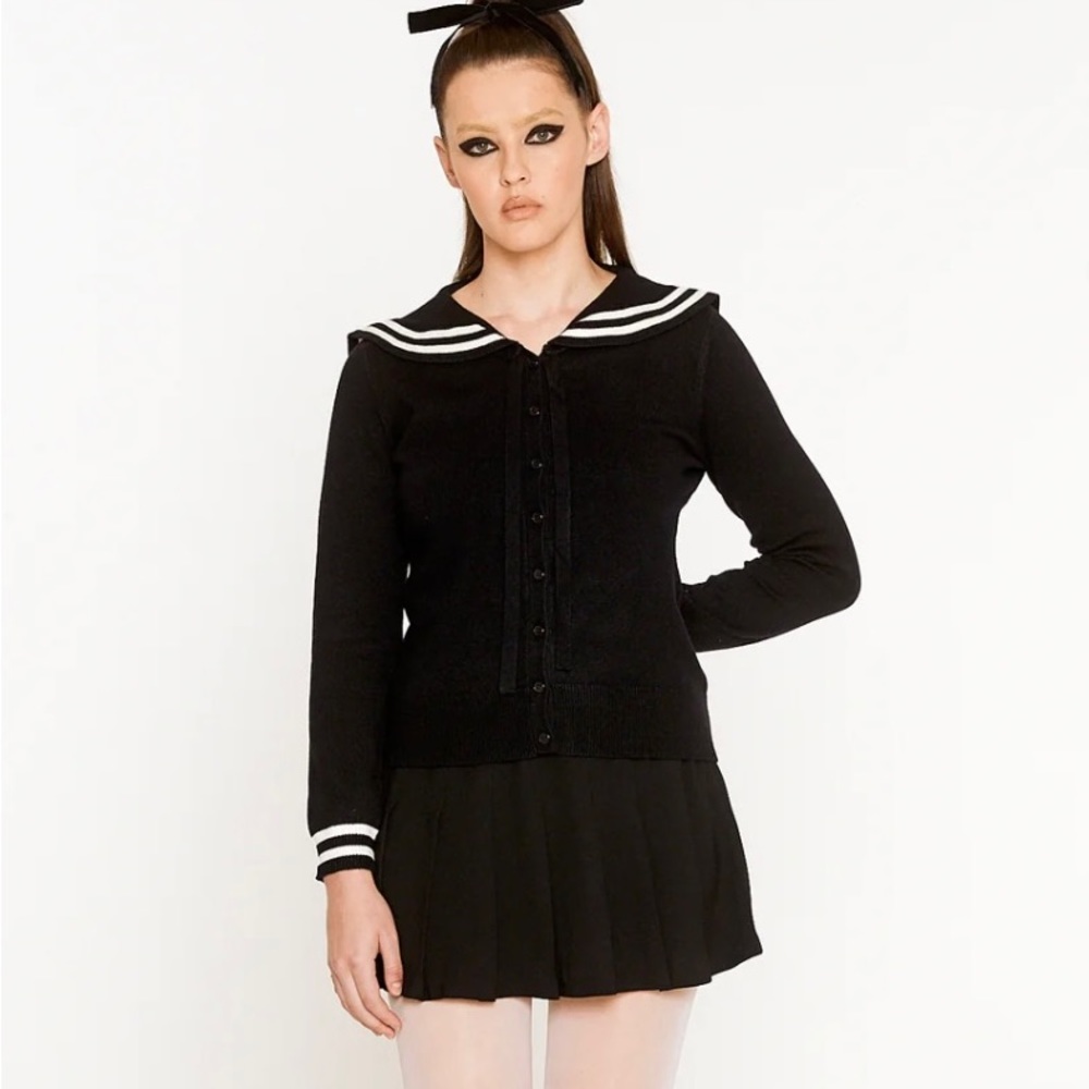 L’ecole desFemmes Black Sailor Cardigan Sweater-Size Small-NWOT